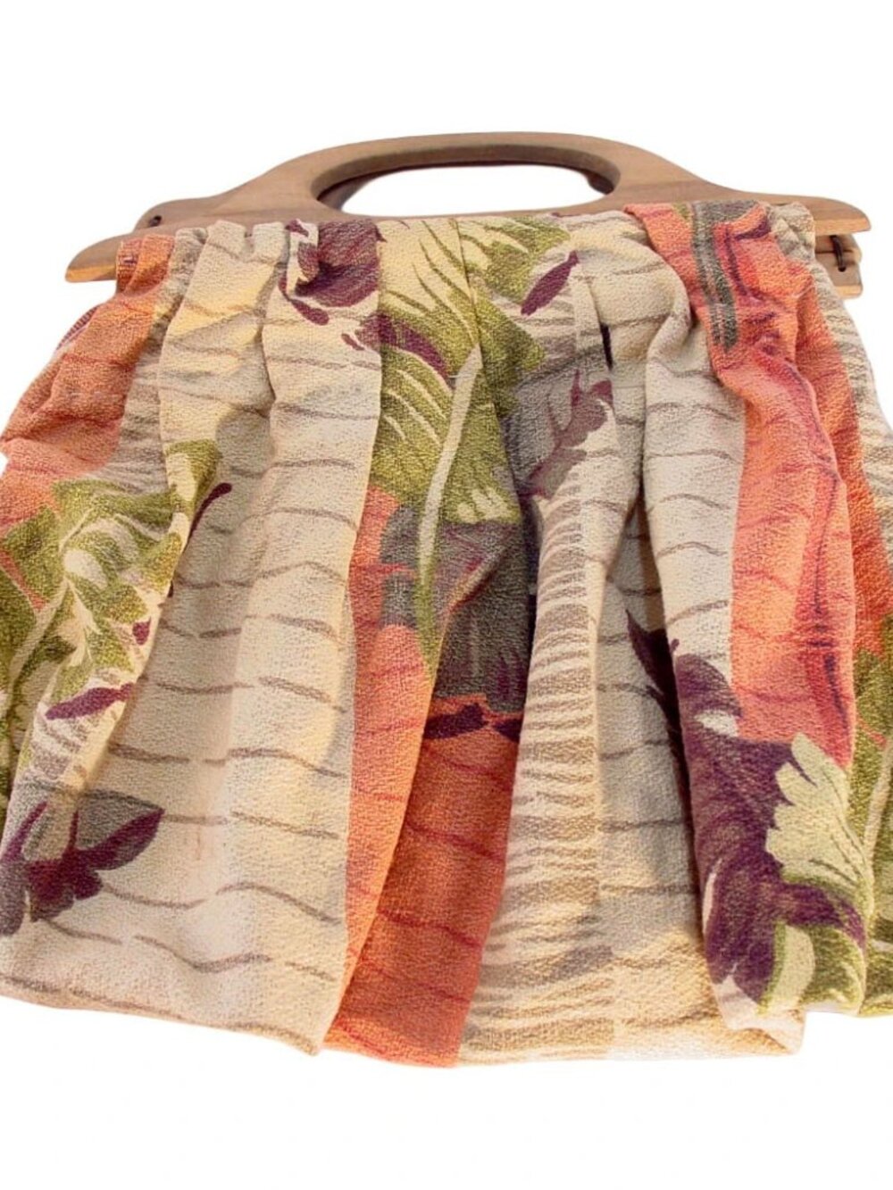 SAISON HAPPILY MARRIED FABRIC Vintage Handmade 40's/50's Barkcloth Satchel Bag - Picture 8 of 12